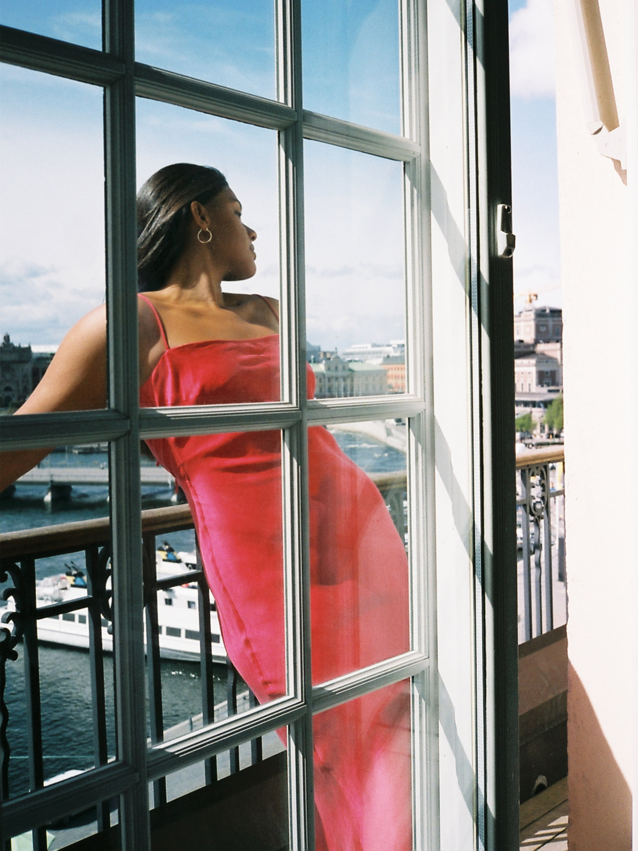 Djerf Avenue Dream Dress Midi Sunrise In Pink