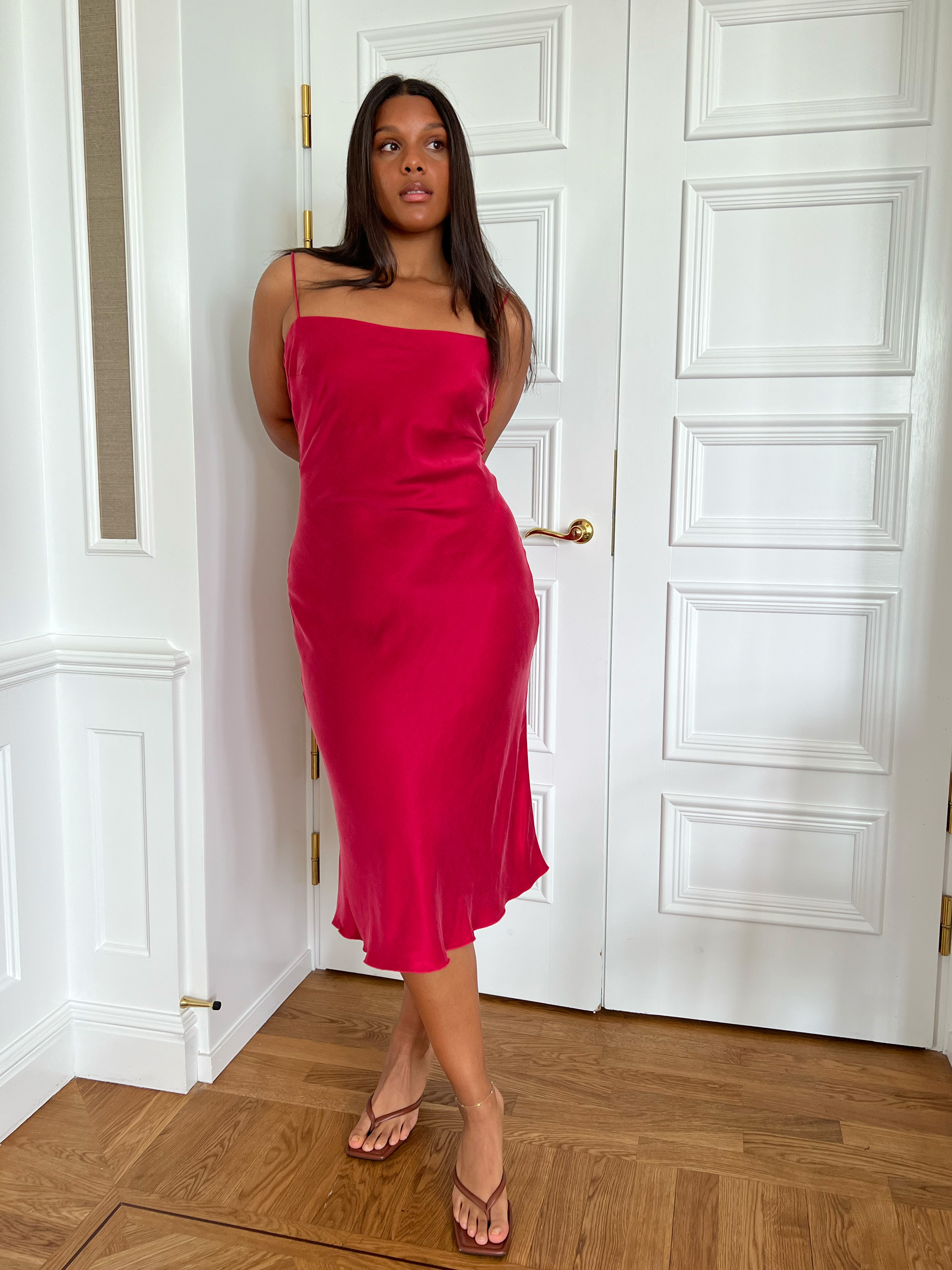 Djerf Avenue Dream Dress Midi Sunrise In Pink